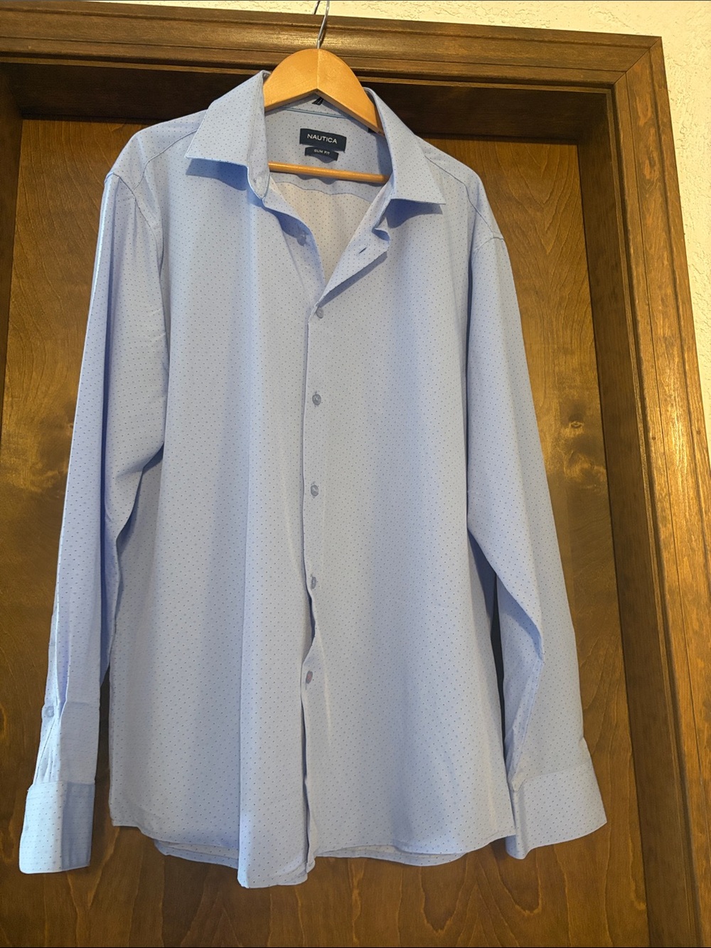Nautica Pale Blue Men's Long-Sleeve Dress Shirt